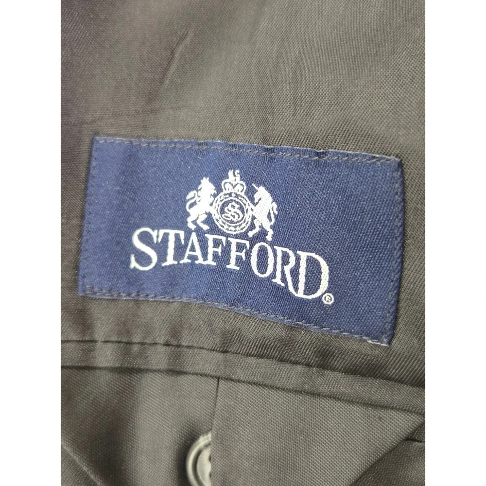 Stafford Mens 42R Silk Houndstooth Blazer Sport Coat Grey Black 2 Button Jacket